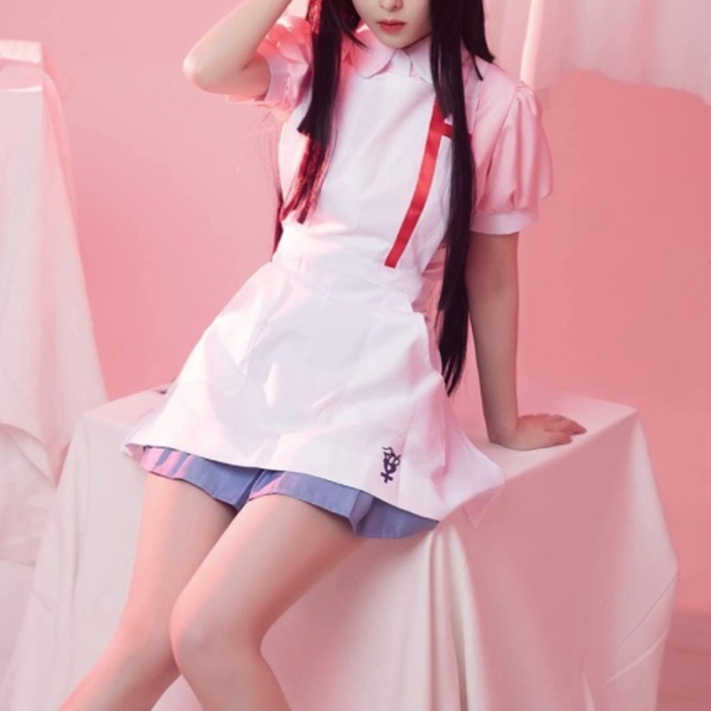 Mikan Tsumiki Cosplay Costume Outfit Despair Halloween Nurse Apron Dress Set XXL